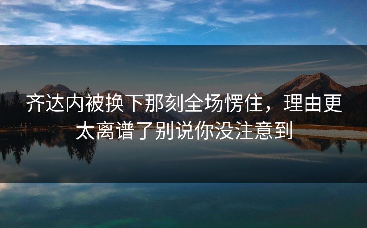 齐达内被换下那刻全场愣住,理由更太离谱了别说你没注意到 齐达内被换下那刻全场愣住,理由更太离谱了别说你没注意到